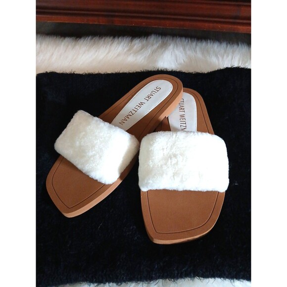 NWOT Stuart Weitzman Cammy Ivory Shearling Slide-On Women's Size 8.5B $249 - Picture 6 of 7